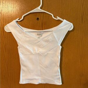 Aritzia White Off-Shoulder Stretch Tank